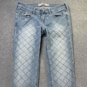 Hollister‎ Women's Quilted Jeans 3R W26 L31 Light Wash Low Rise Y2K Denim